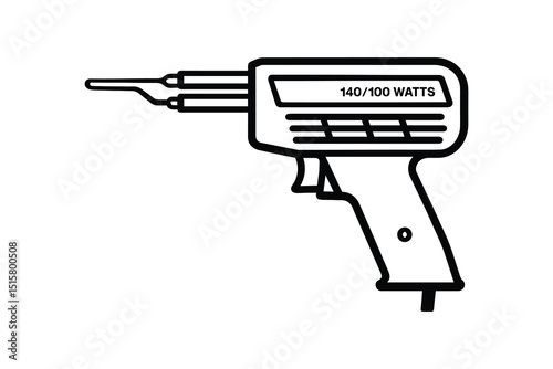 Vector Soldering Gun Illustration for Electronics Repair and DIY Projects, 140/100 Watts