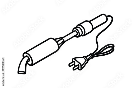 Vector Soldering Iron with Plug Illustration for Electronics Repair and DIY Projects