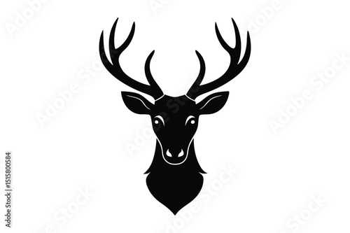 High detail deer head silhouette vector illustration for various uses