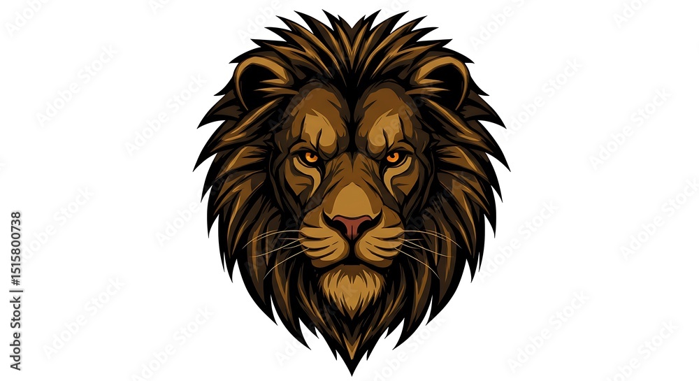Obraz premium vector art line of angry lion with fire effect and siluet effect suitable for mockup and logo product of team isolated white background