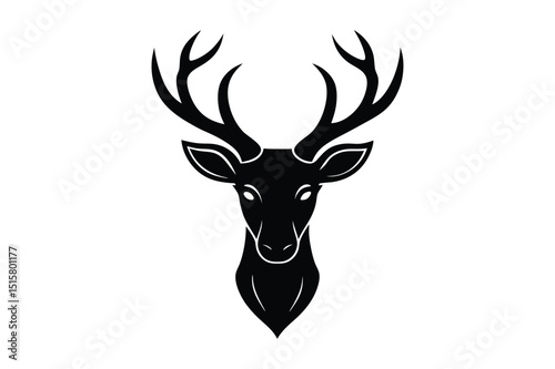 High detail deer head silhouette vector illustration for various uses