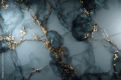 Elegant liquid marble with golden accents