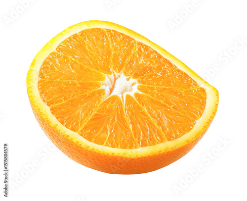 Juicy orange slice segment of citrus fruit isolated on transparent PNG