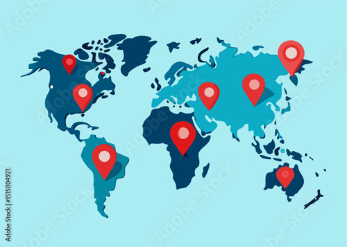 Global Network of Locations Illustrated on a World Map Showing International Presence and Reach