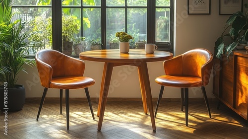 Sunlit Interior  Modern Dining Set near Window