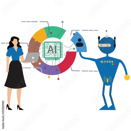 Business industry replace human analysis graph proportion Robots replace human jobs future Robots cause people to lose their jobs