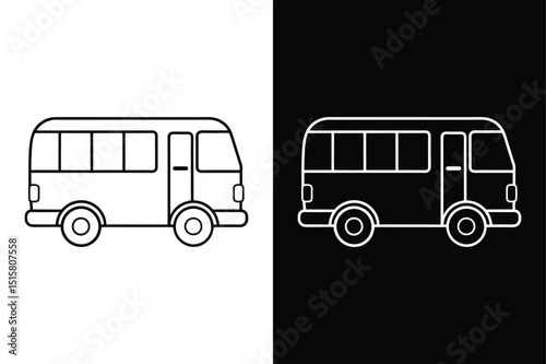 Motorhome Side View Icon. Black Linear Vector for Web Design Projects