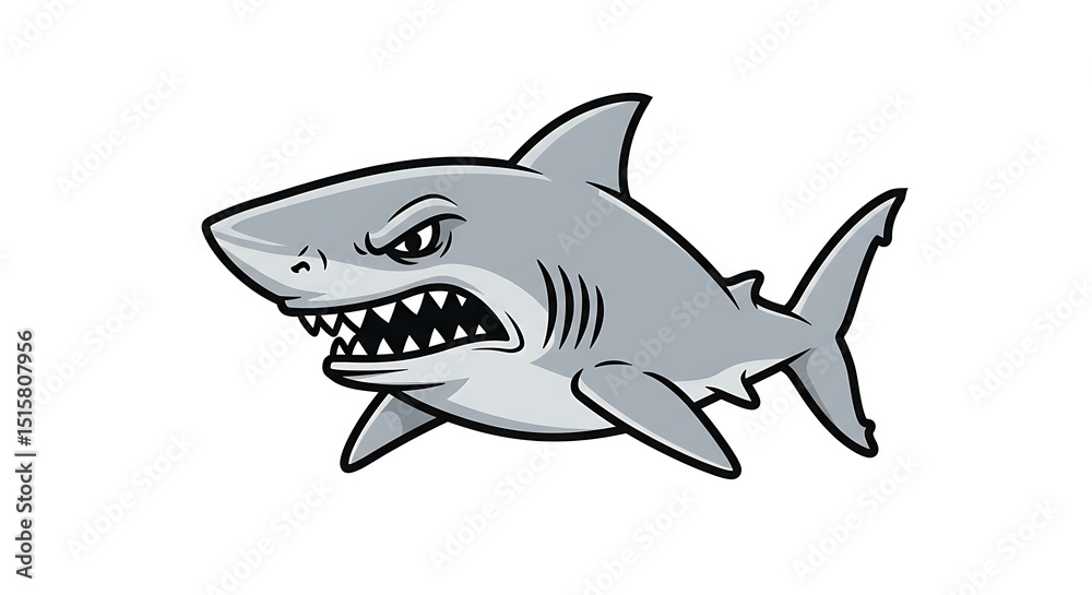 Obraz premium vector art line of angry shark with fire effect and siluet effect suitable for mockup and logo product of team animated isolated white background 