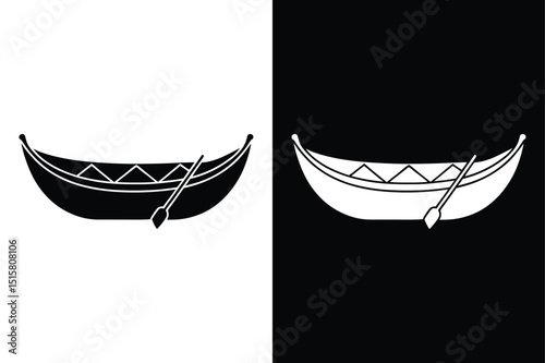 Minimalist Canoe Icon. Glyph Style Vector Illustration for Transport