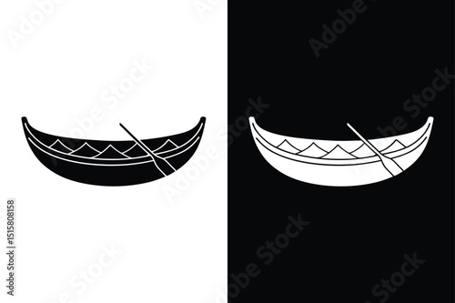 Canoe Transportation Glyph Icon. Flat Vector Design in Black and White
