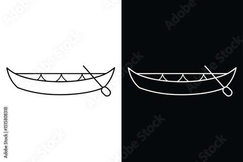 Minimal Canoe Symbol. Transportation Glyph line Icon in Black and White