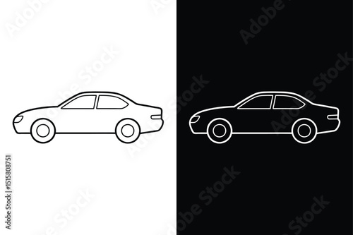 Transport Symbol. Car Line Art Vector on Clean Background