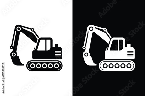 Construction Digger Silhouette. Vector Icon Design Illustration