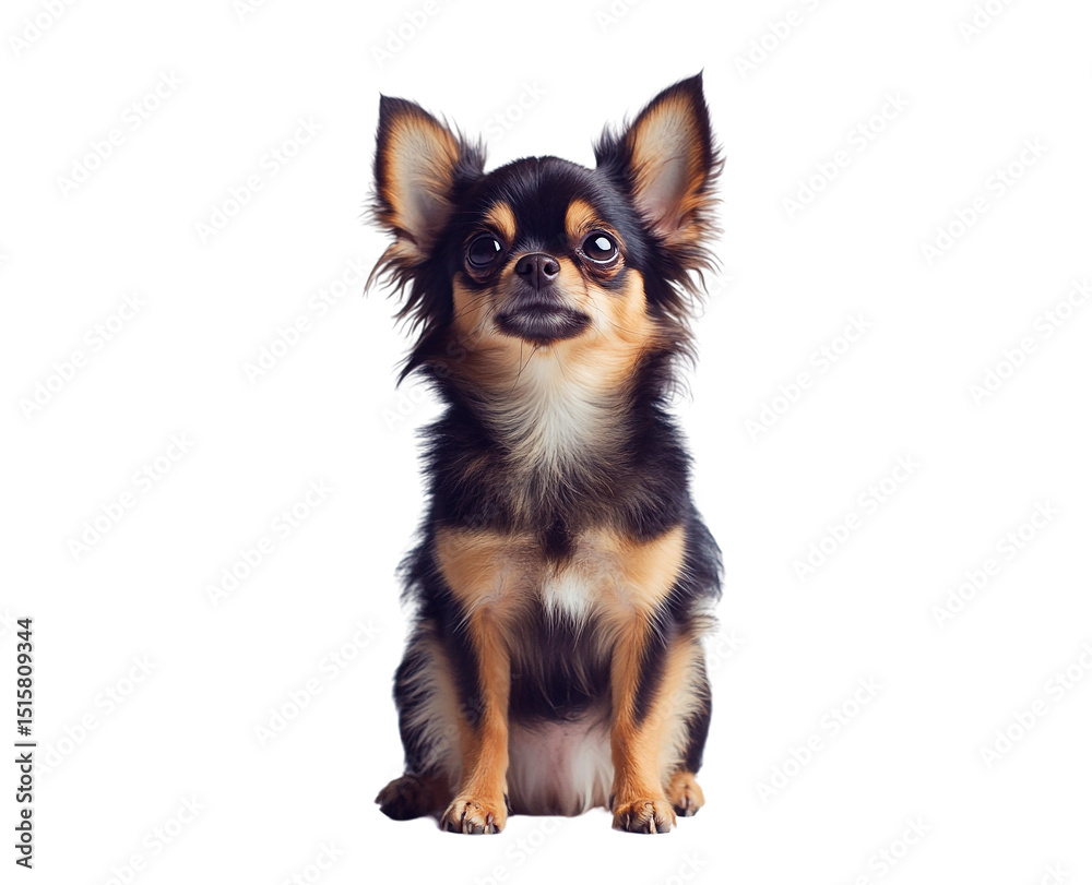 Adorable chihuahua puppy sitting pretty isolated on transparent PNG Adorable chihuahua puppy sitting pretty isolated on transparent PNG