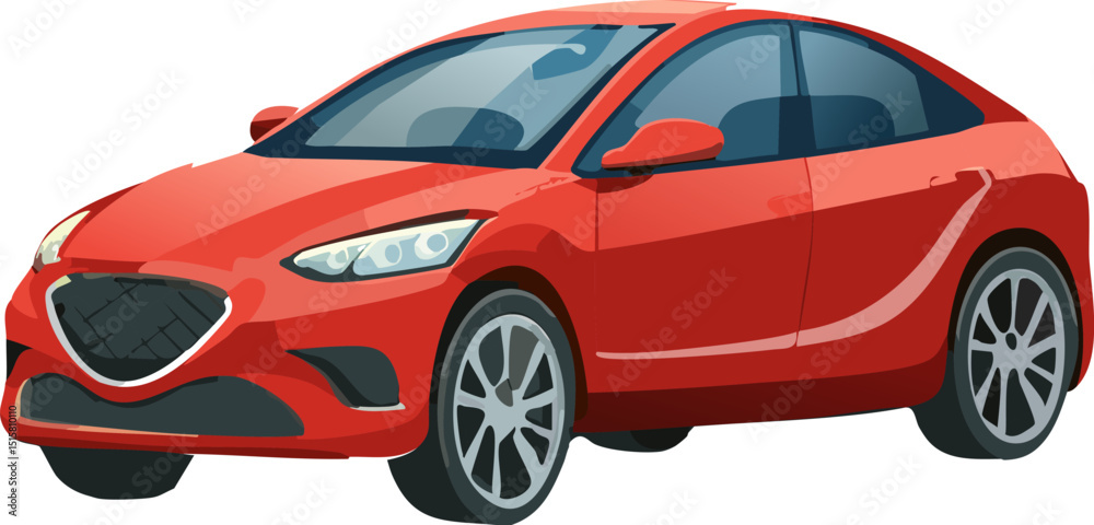 Naklejka premium simple flat vector modern red car