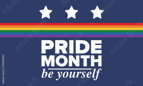 LGBT Pride Month in June. Lesbian Gay Bisexual Transgender. Celebrated annual. LGBT flag. Rainbow love concept. Human rights and tolerance. Poster, card, banner and background. Vector illustration