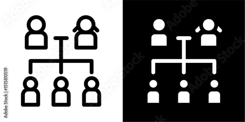  Family Tree Icon with Two Parents and Three Children: Genealogy & Kinship Symbol