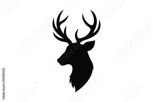 Classic deer head silhouette in black for elegant vintage designs photo