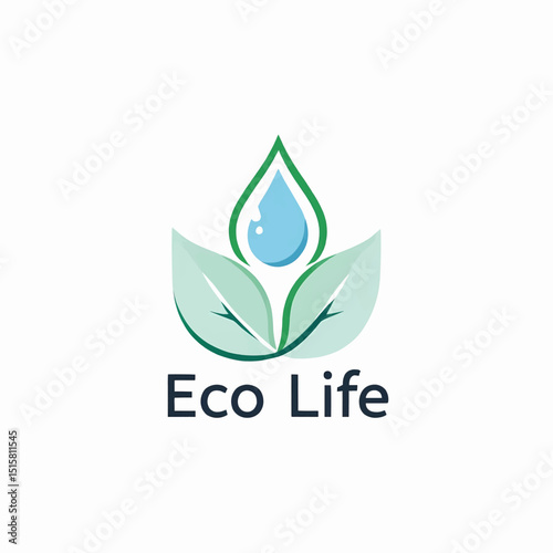 Eco Life logo design fresh water leaves nature green sustainable design