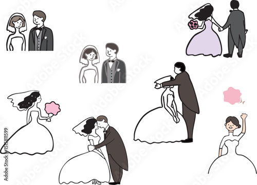 花嫁花婿のイラスト