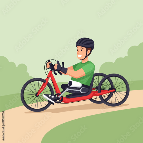 Person Riding Recumbent Tricycle on Path Enjoying Outdoor Activity