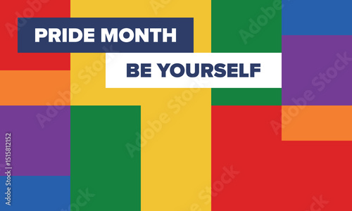 LGBT Pride Month in June. Lesbian Gay Bisexual Transgender. Celebrated annual. LGBT flag. Rainbow love concept. Human rights and tolerance. Poster, card, banner and background. Vector illustration