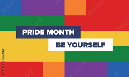 LGBT Pride Month in June. Lesbian Gay Bisexual Transgender. Celebrated annual. LGBT flag. Rainbow love concept. Human rights and tolerance. Poster, card, banner and background. Vector illustration