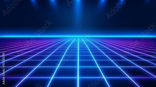 Neon grid pattern on a dark background.