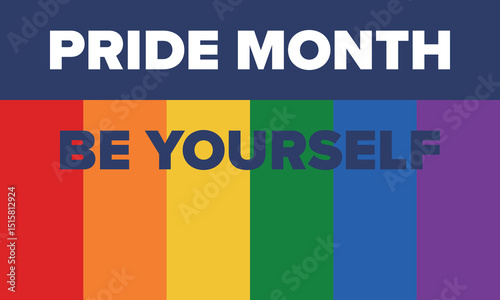 LGBT Pride Month in June. Lesbian Gay Bisexual Transgender. Celebrated annual. LGBT flag. Rainbow love concept. Human rights and tolerance. Poster, card, banner and background. Vector illustration