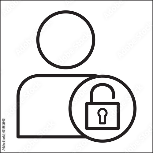 User with padlock icon. Network administrator security system icon. Icon symbol of safe, security, authentication, protection, control. Vector illustration