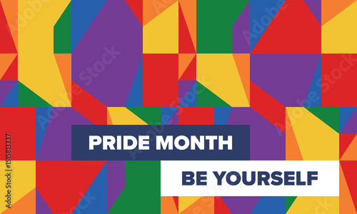 LGBT Pride Month in June. Lesbian Gay Bisexual Transgender. Celebrated annual. LGBT flag. Rainbow love concept. Human rights and tolerance. Poster, card, banner and background. Vector illustration