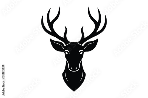 Antler deer head silhouette drawing for hunting or wildlife