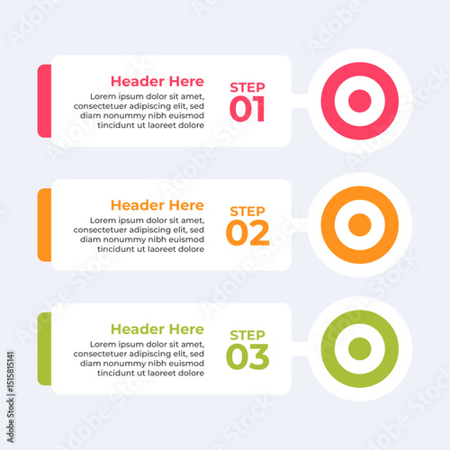Threestep infographic with headers and description