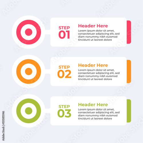 Threestep infographic with headers and description