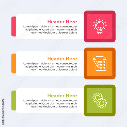 Threestep infographic with headers and description