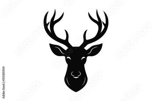 Bold black deer head silhouette drawing for wildlife content
