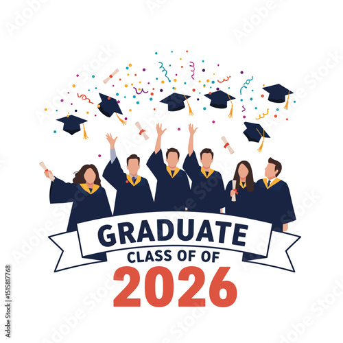 Graduation Class of 2018 greeting card and invitation template. Vector party invitation. Grad poster. vector illustration.