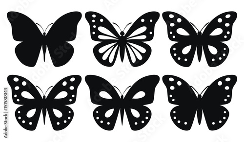 Butterfly Vector, Stylized Butterfly Stencil for Logo or Tattoo Design
