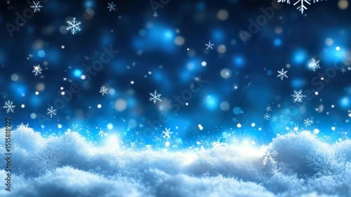Winter wonderland scene with snow and snowflakes