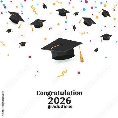 Graduation Class of 2018 greeting card and invitation template. Vector party invitation. Grad poster. vector illustration.