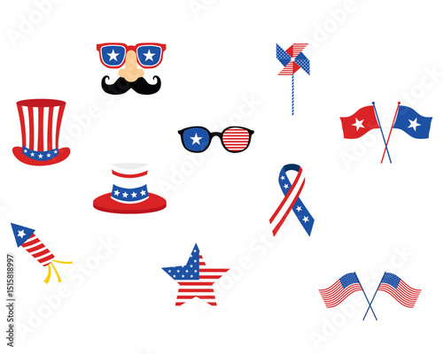 Happy Memorial Day USA Element SET