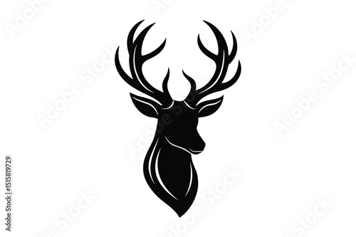 Artistic deer head silhouette vector perfect for minimalist decorations