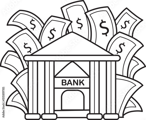 Coloring pages of money and finance collection. 
