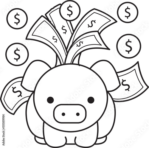 Coloring pages of money and finance collection. 