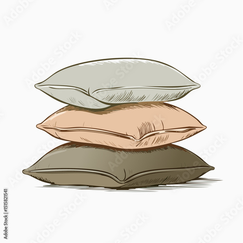 A soft stack of linen cushions in warm neutral tones
