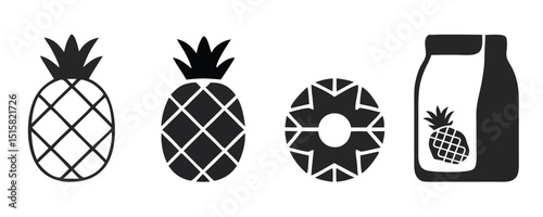 Pineapple Vector Illustration Set