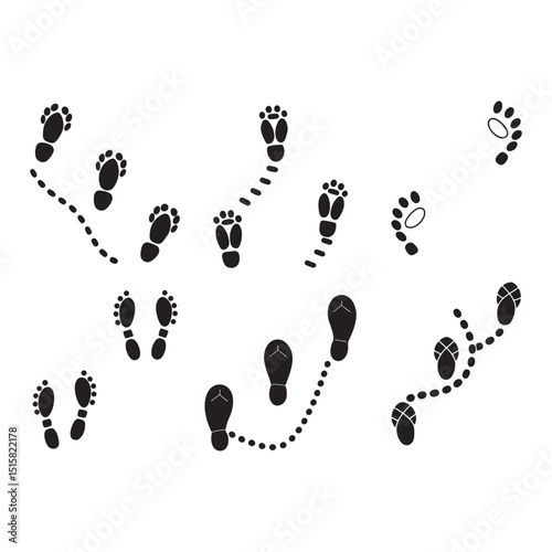 Collection of Diverse Footprint and Flip-Flop Prints Vector Illustration