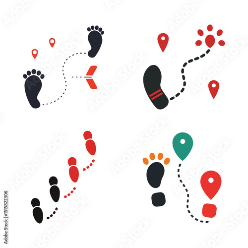 Footprint Journey Vector Icons for Travel, Adventure, and Exploration
