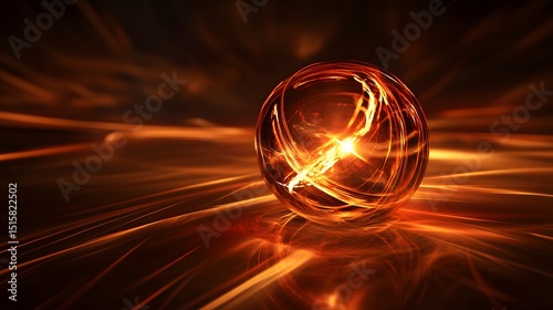Fiery orb resting on a dynamic surface.