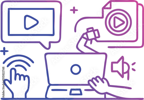 Video Content Creation & Digital Media – Modern Vector Illustration